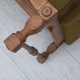 1970s, Danish 3-seater sofa, furniture wool, solid oak wood.