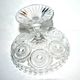 Standing cut compotier pie in molded crystal with inset stars