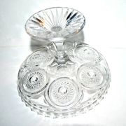 Coupe sur pied tarte compotier en cristal moulé à étoiles en médaillon