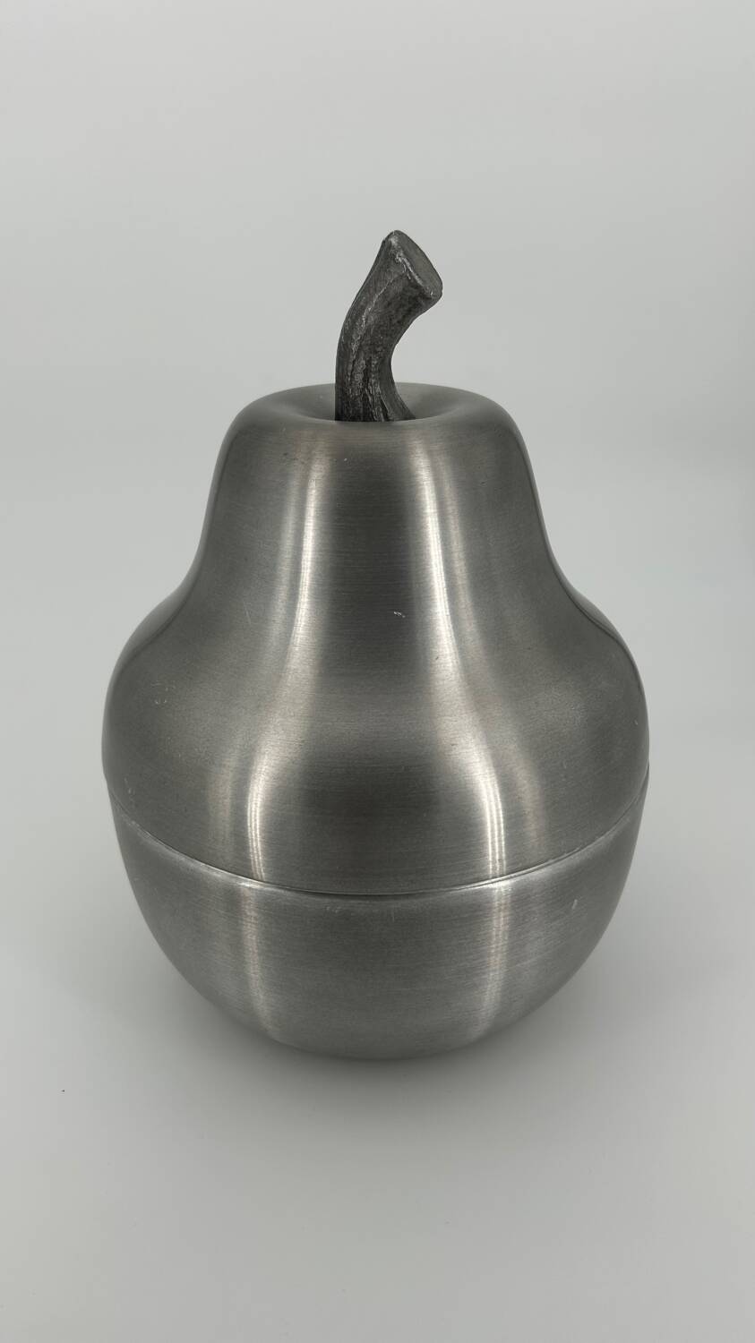 Brushed aluminum pear-shaped ice bucket