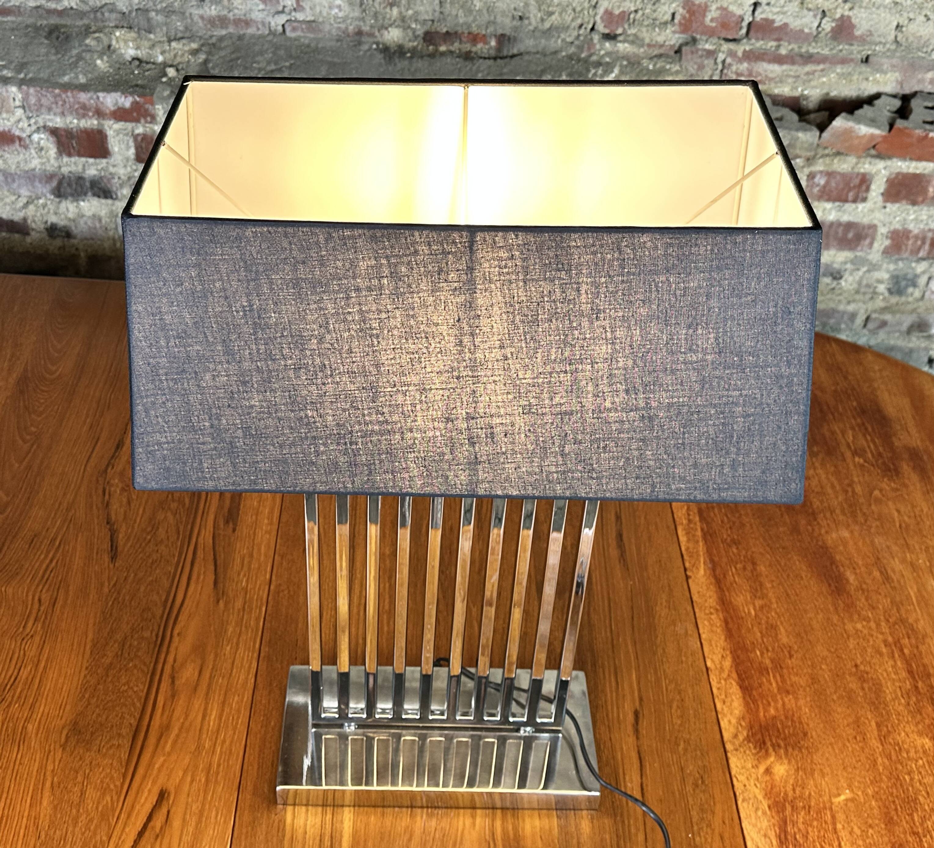 Designer lamp in chromed metal from the 2000s, height 70 cm