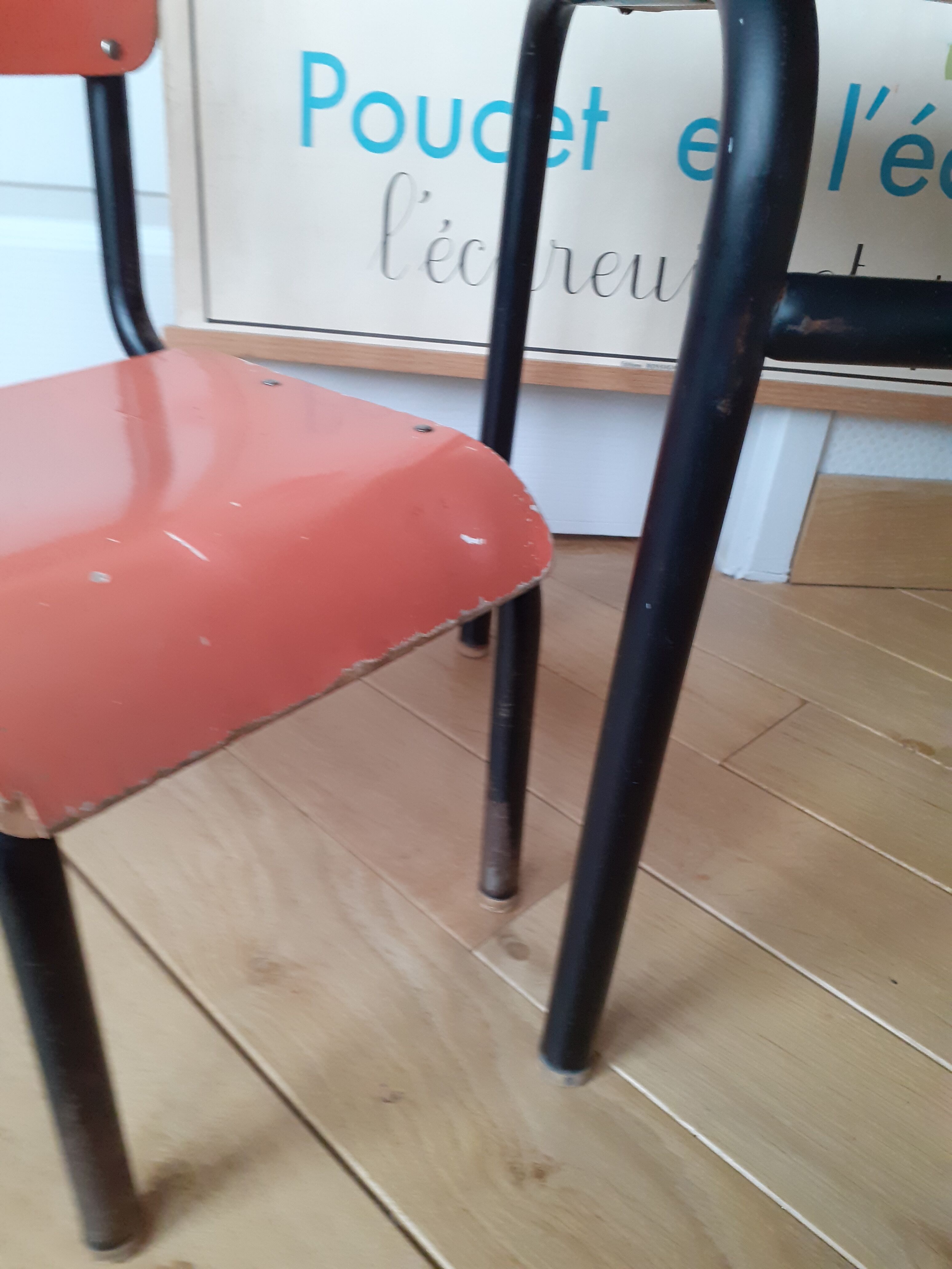 Small vintage school table and its little chair