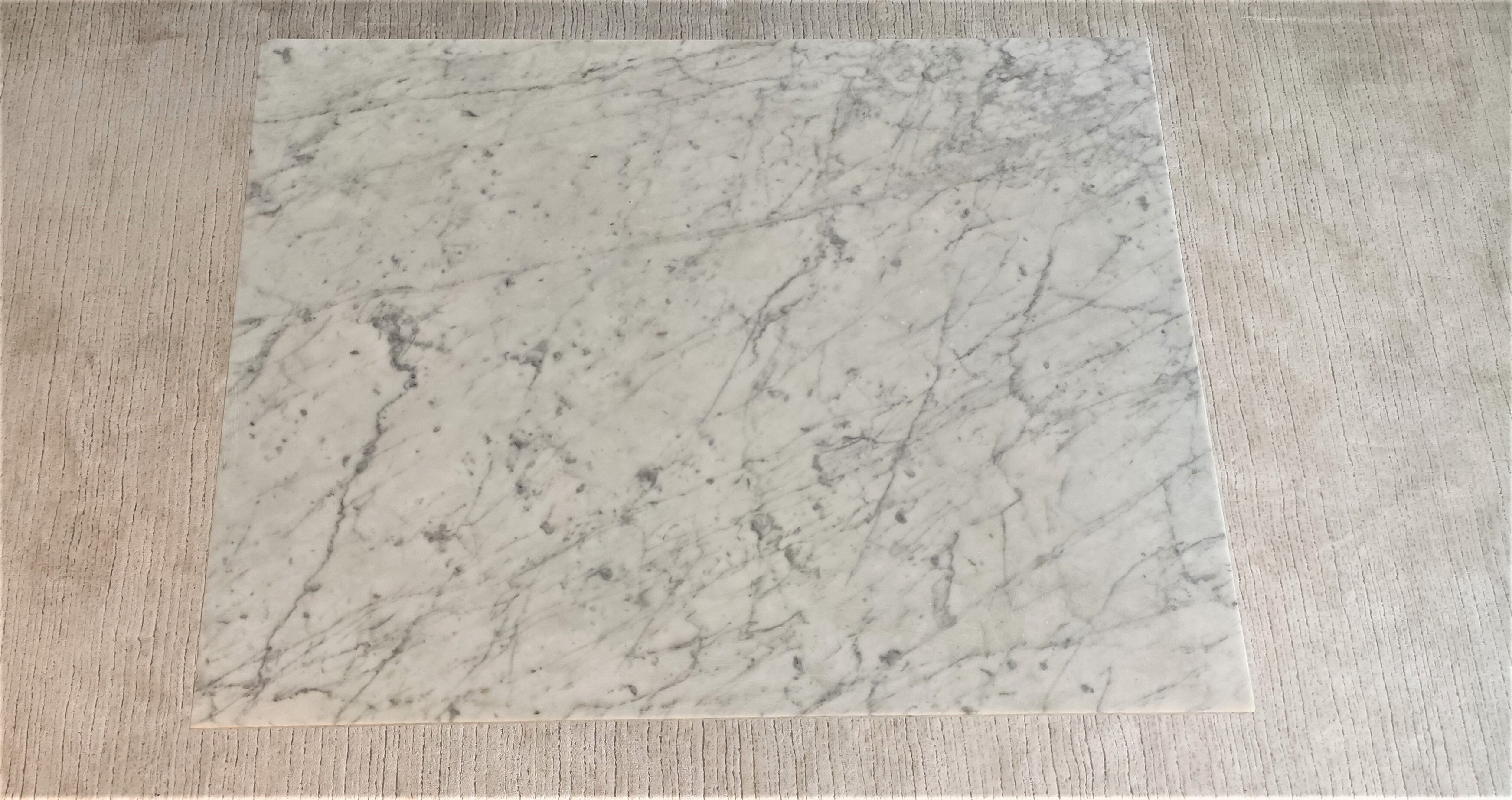 Coffee table Roche Bobois 70's carrara marble and chrome star foot