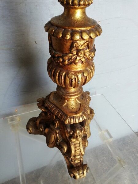 Wooden candlestick and gilded stucco from the beginning of the 20th century