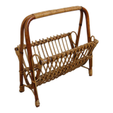 Rattan magazine holder bamboo 70s