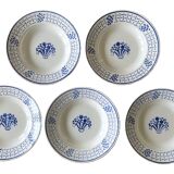 5 antique deep plates in badonviller earthenware