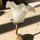 Wall light old swan collar wall in brass and frosted glass, good floral shape.
