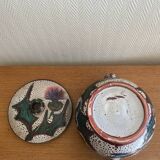 Service en ceramique vallauris 60s decor chardons