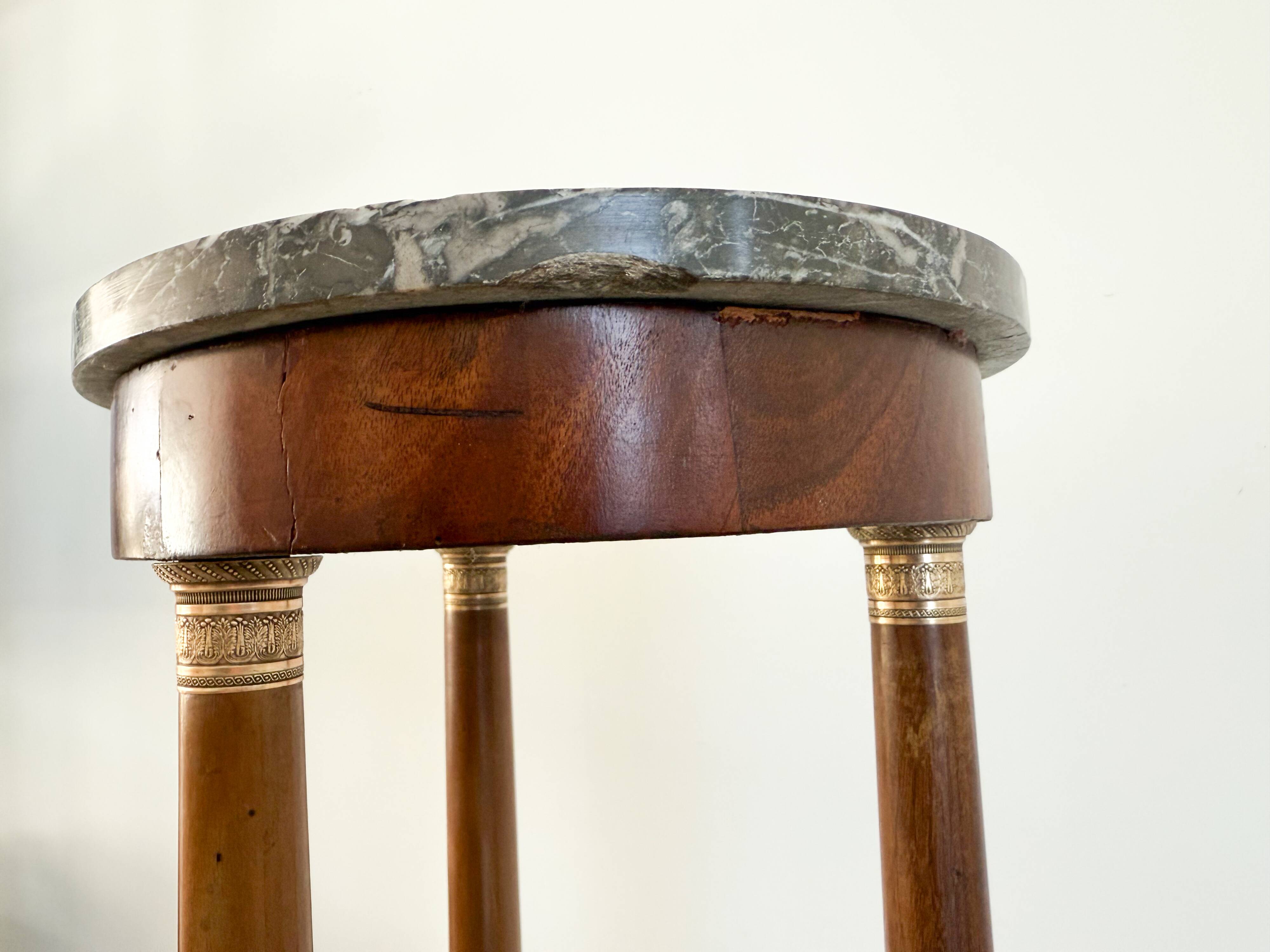 Athenian mahogany and marble side table, Empire style, early 20th century