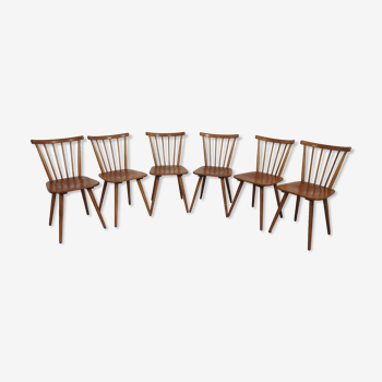 Set of 6 chairs vintage bistro Scandinavian style, 1950s