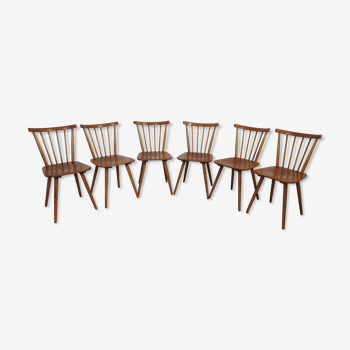 Lot de 6 chaises bistrot vintage style scandinave, 1950s