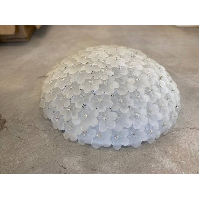 Contemporary Sanded-Flowers Murano Glass Flush Mount