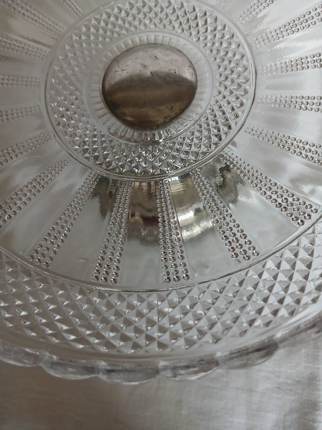 Antique glass and metal fruit bowl