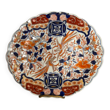 Chine, plat chantourné porcelaine polychrome Imari XXème