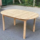 Scandinavian extendable dining table renovated in solid wood 180cm