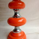 Orange lamp in vintage turned wood