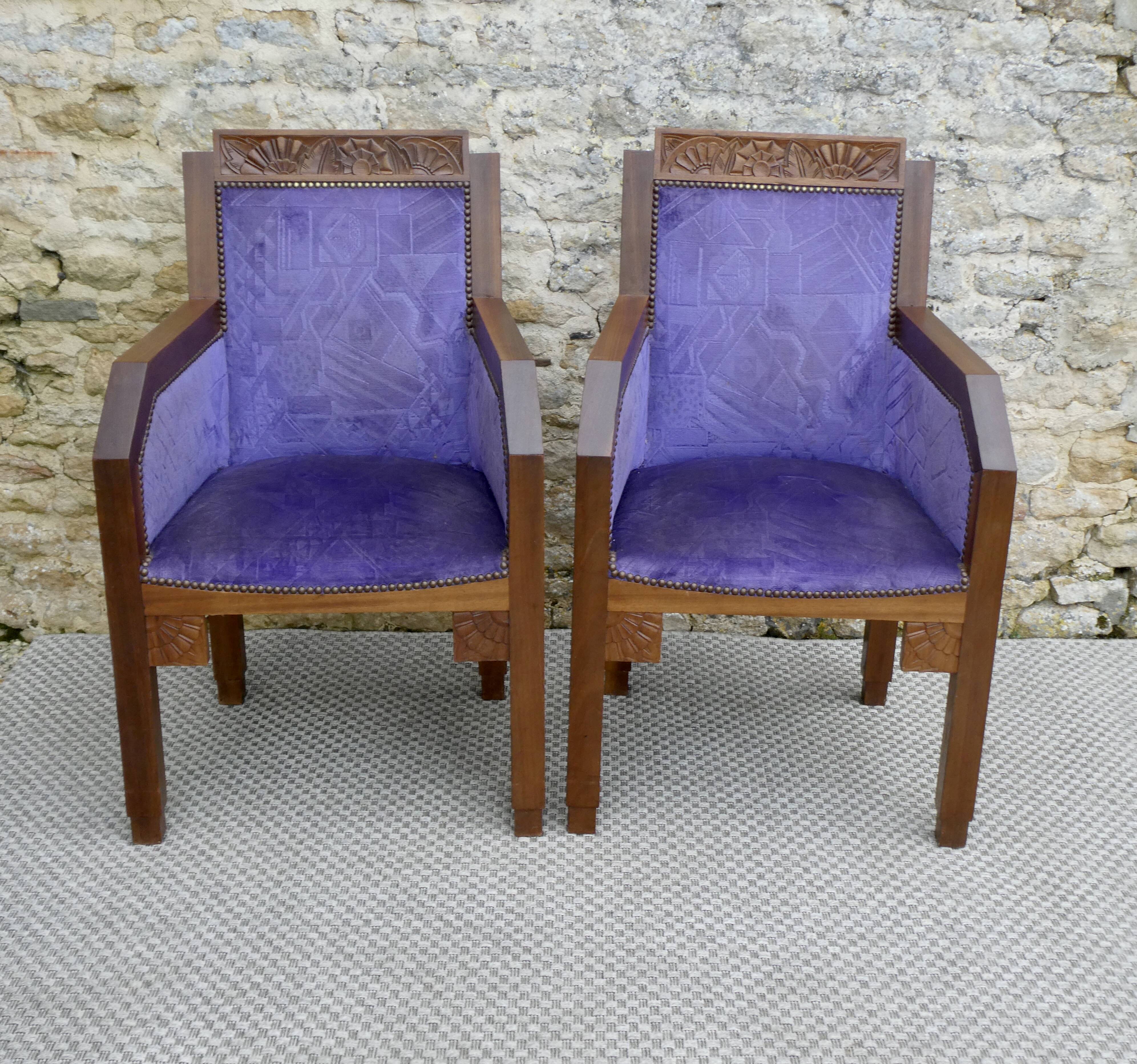 Pair of oak armchairs, Amsterdam School, 1930s