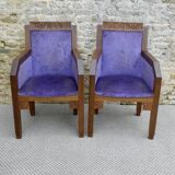 Pair of oak armchairs, Amsterdam School, 1930s