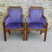 Paire de fauteuils en chêne, Ecole d'Amsterdam, années 30