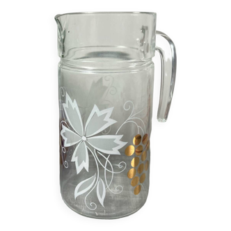 VIntage-Orangeade Pitcher-Floral and Grapes Pattern