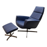 Leather arm chair with footstool