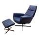 Leather arm chair with footstool