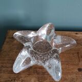 Star candle holder in glass or bubbled crystal, Biot type