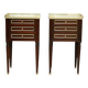 Pair of Mahogany Nightstands with White Carrara Marble in Louis XVI Style
