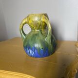 Antique blue and green ceramic vase