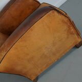 Vintage French Cognac-Colored Leather Club Chair, 1950s