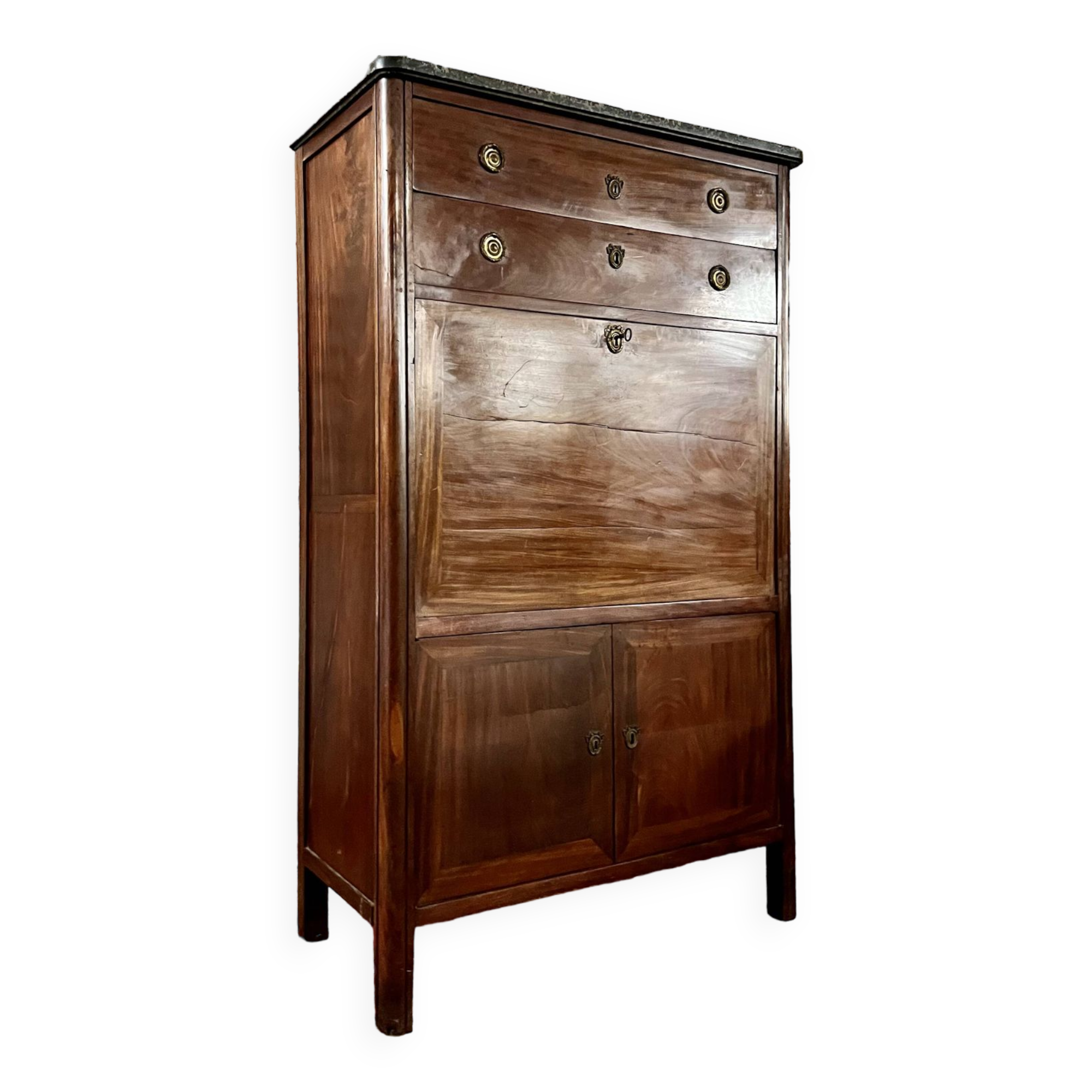 Secretary In Mahogany Louis XVI XVIII Eme Century