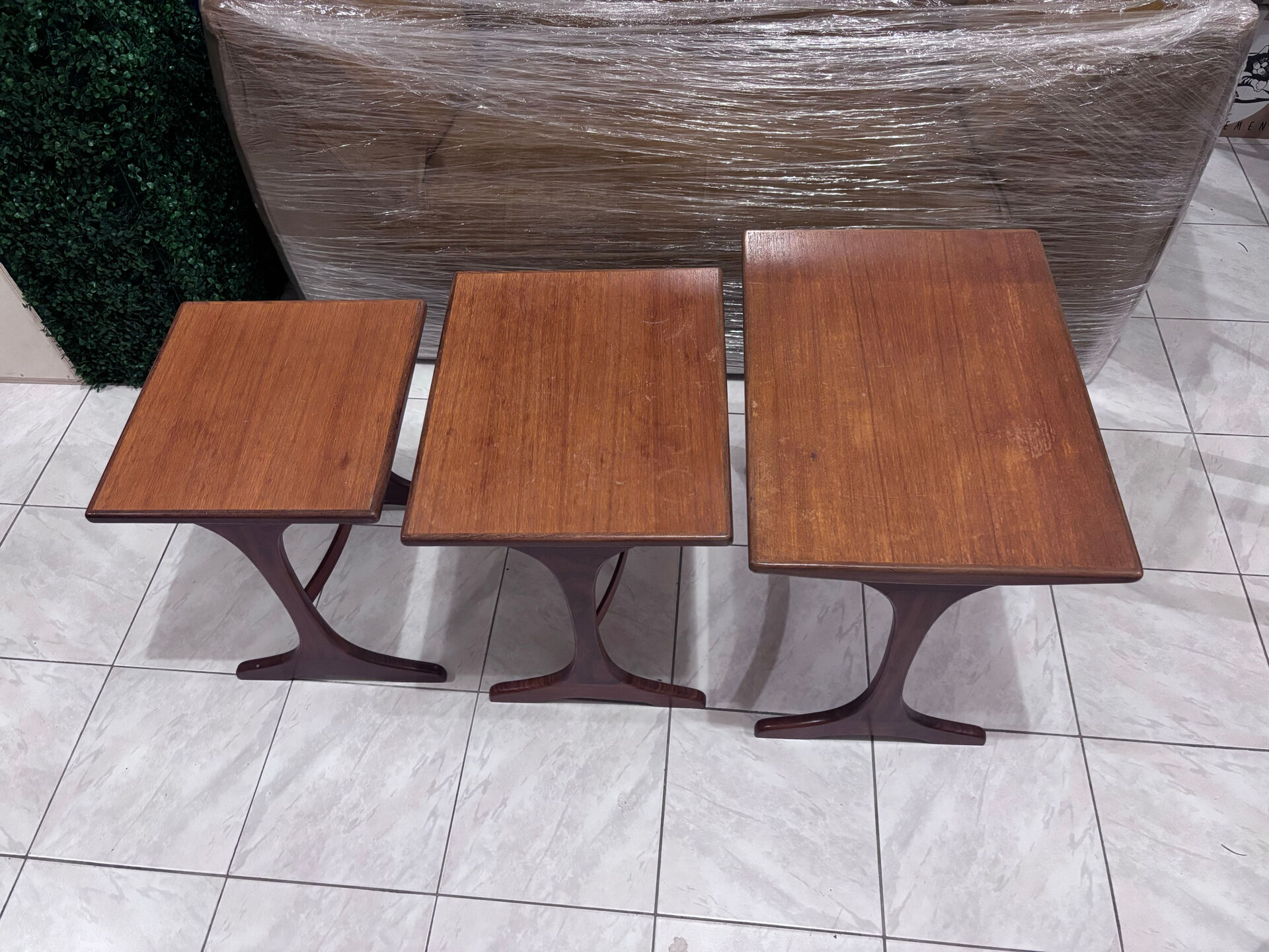 set of 3 nesting tables in teak