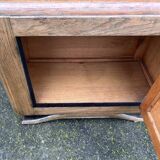 Art Deco bedside table, oak, moustache legs, 1930s