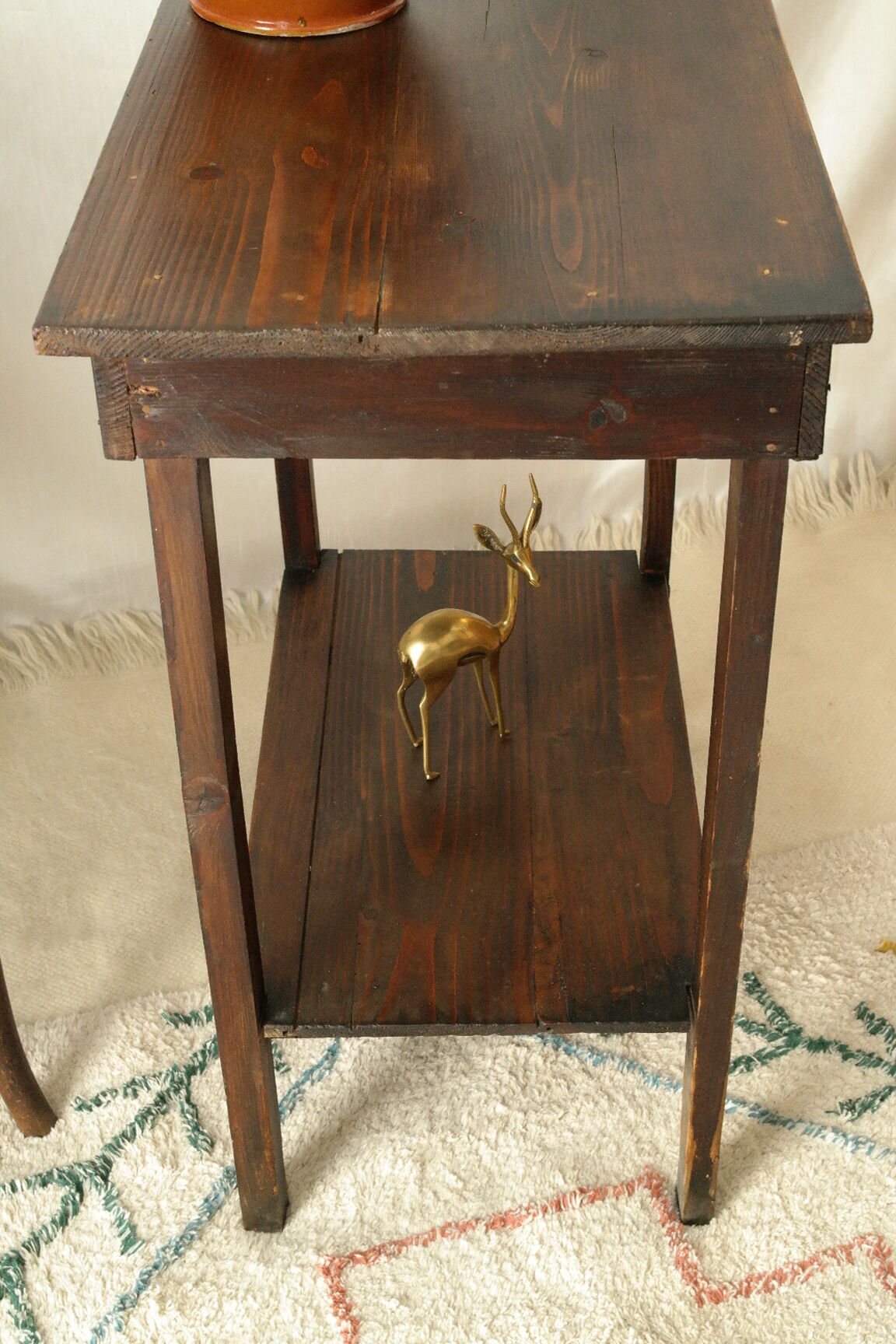 Old country side table in waxed wood