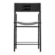 Contemporary bar stool with a black metal backrest and black rubber.