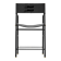 Contemporary bar stool with a black metal backrest and black rubber.