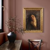 Peinture de portrait féminin impressionniste italien du 19e siècle
