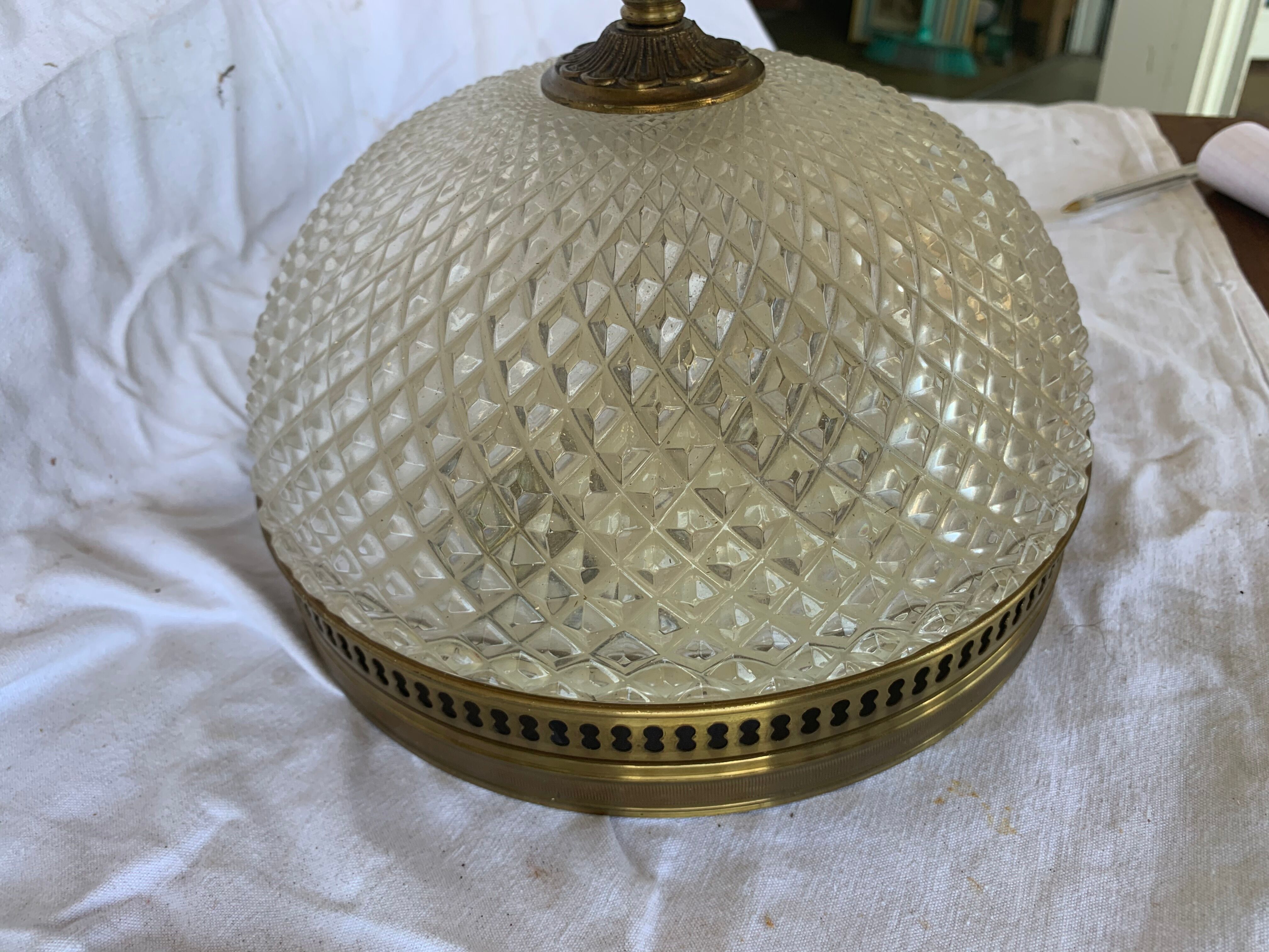 Brass and glass ceiling light