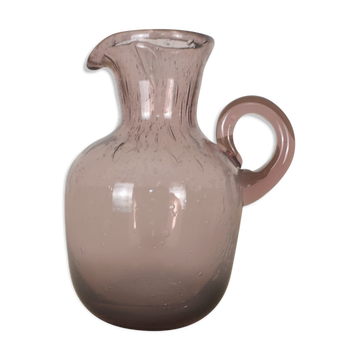 Pichet en verre bullé rose
