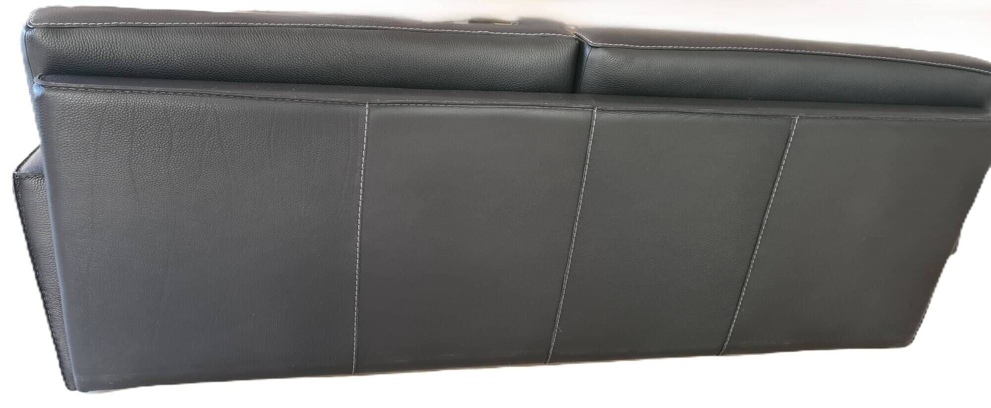 Large 3-seater anthracite leather sofa Roche Bobois