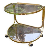 Vintage Serving Trolley / Coffee Table in Golden Brass and Smoked Glass