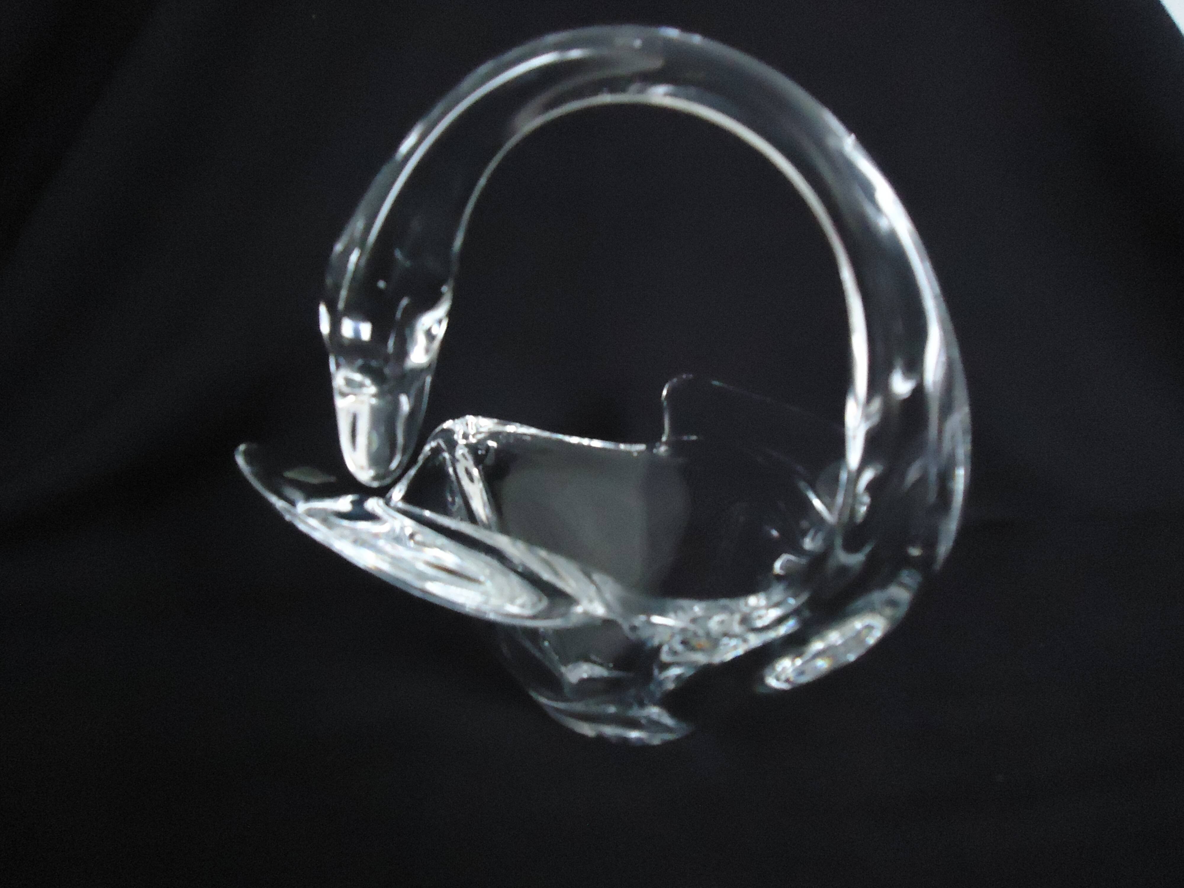 Coupe Vide-poche cristal de Vannes Le Châtel en forme de Cygne
