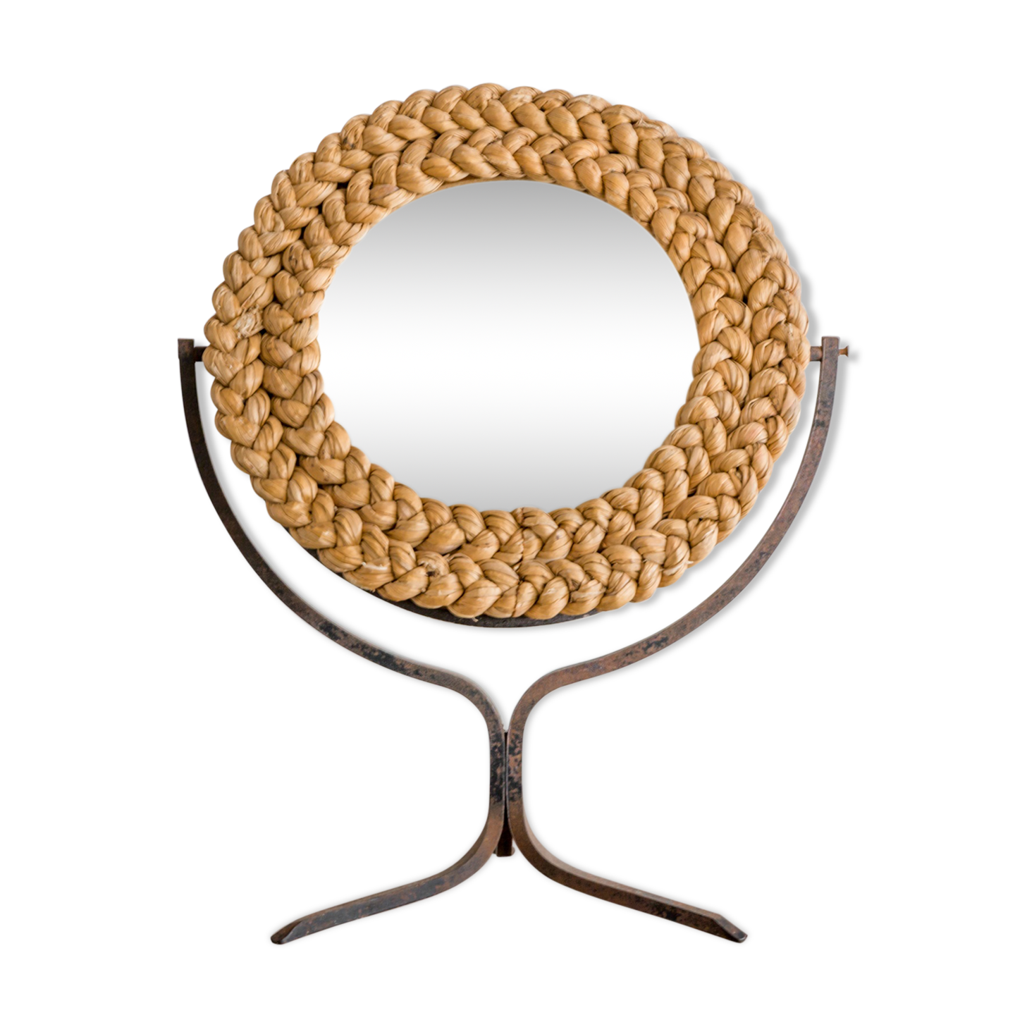 Mirror psyche in rope and wrought iron 60s