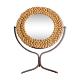 Mirror psyche in rope and wrought iron 60s