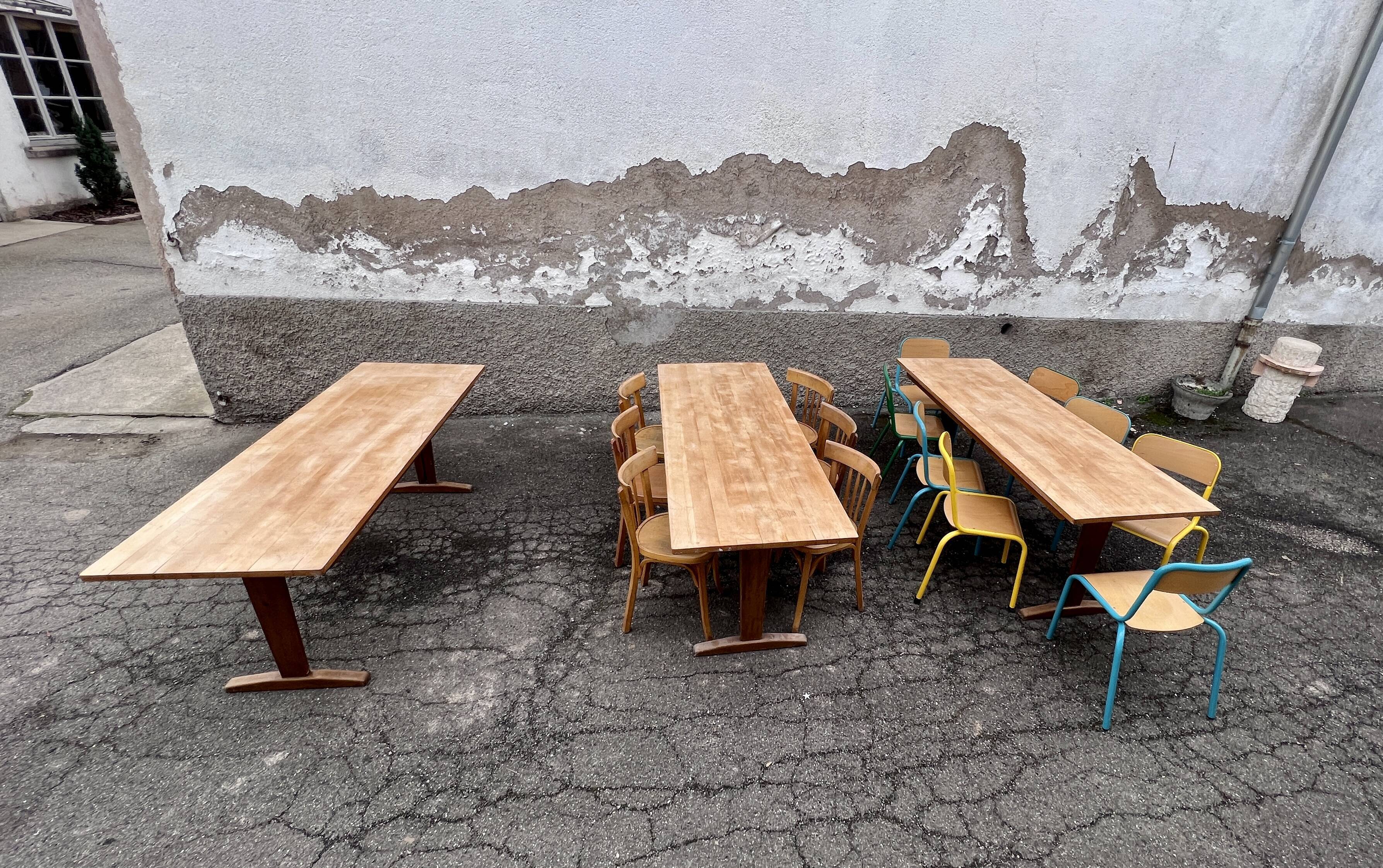 Trio de table bistrot vintage pliante 1950