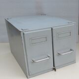 Vintage metal box with 2 drawers -industrial furniture grey