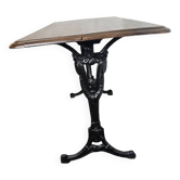 Oak bistro table with cast iron base