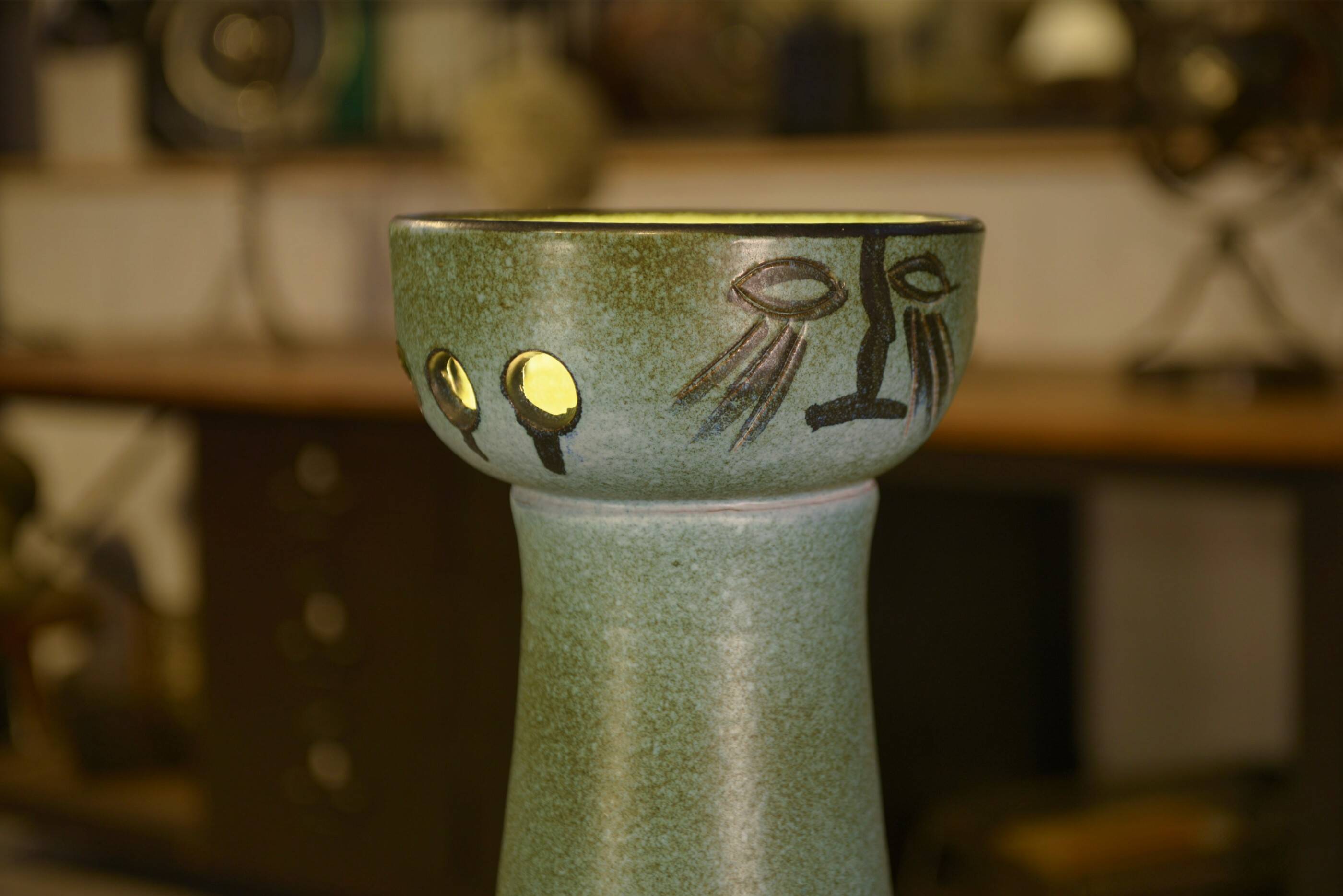 Table lamp in ceramic by Guillerme and Chambron 1980s