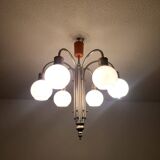 Space Age chrome and globe pendant light, Italy, 1960-70