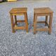 Pair of low stools in solid oak